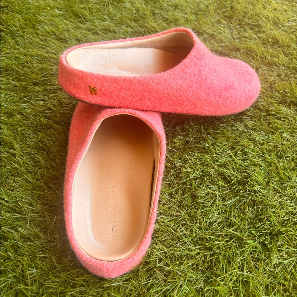 Veronica Beard Flamingo Pink Wool Mules woman’s size 8 - Picture 2 of 9